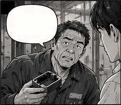 The foreman shows a defective part
